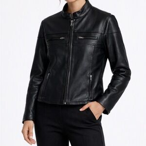 90s Motorcycle Jacket BOUTIQUE OF LEATHERS Heavy Black Cafe Moto Thinsulate